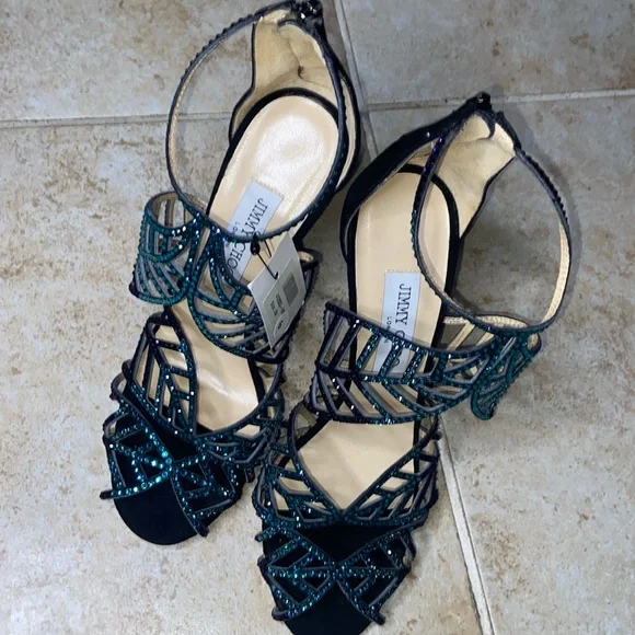 NWOB Jimmy Choo Black Suede Crystal Kallai Pumps - Picture 2 of 7